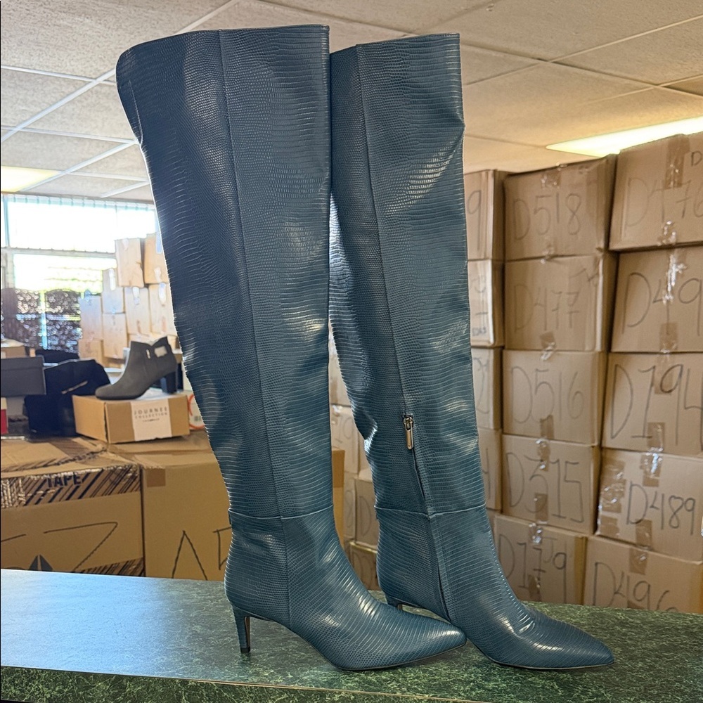 Sam Edelman Teal Over-the-Knee Pointed Toe Stiletto Boots